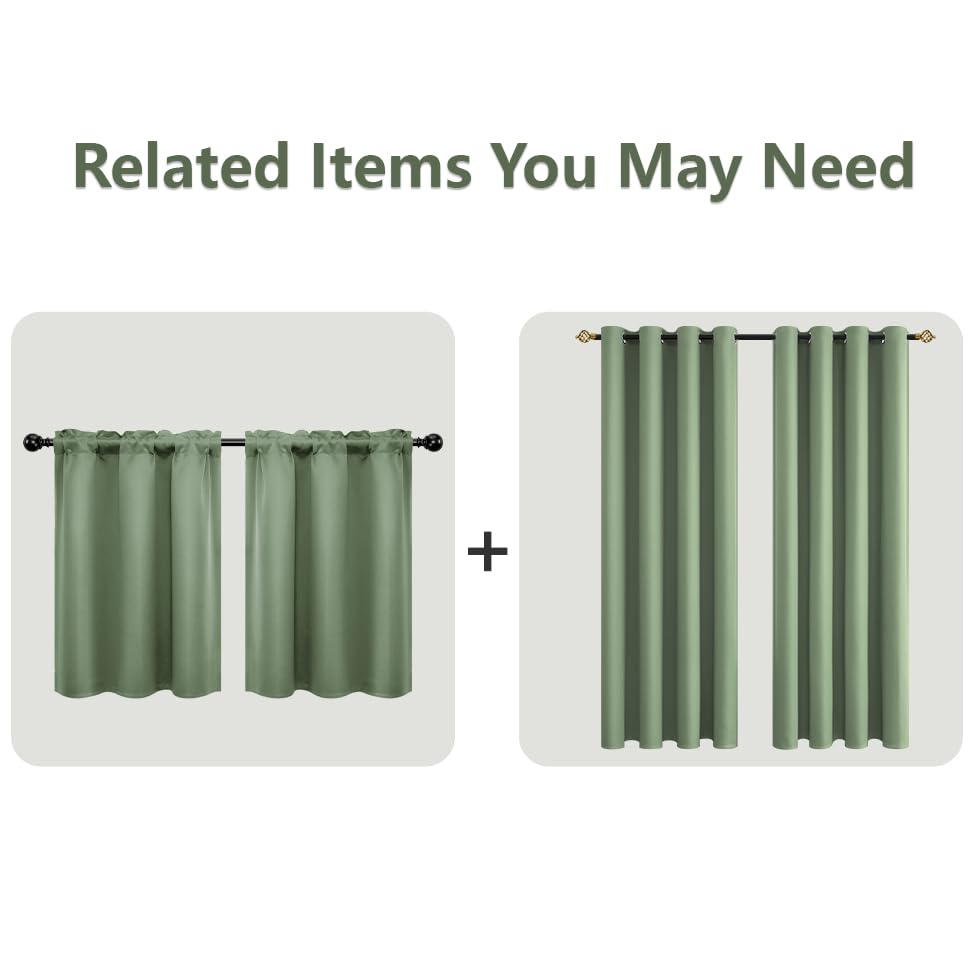 Mrs.Naturall Sage Green Curtains 52X100 Inches Long For Dining Room 2 Panels Blackout Room Darkening Curtain For Bedroom