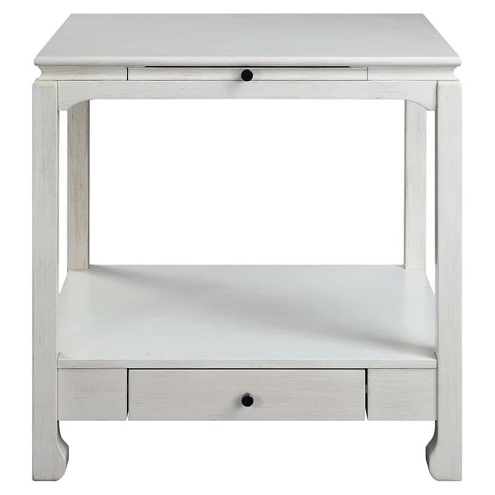 Acme Seatlas Wooden Accent Table With Storage Drawer In Antique White