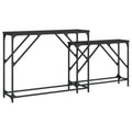 vidaXL 2 pcs Black Nesting Console Tables in Industrial Style with Sturdy Tops - Versatile Usage as Sofa and Entry Tables in Engineered Wood and Metal Frame