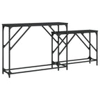 vidaXL 2 pcs Black Nesting Console Tables in Industrial Style with Sturdy Tops - Versatile Usage as Sofa and Entry Tables in Engineered Wood and Metal Frame