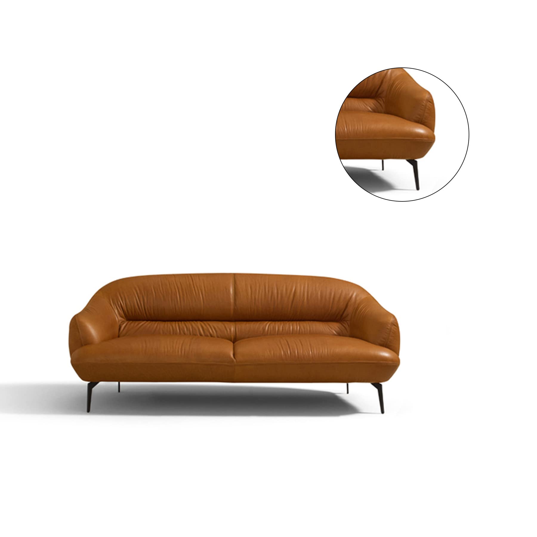 ACME Leather Upholstered Sofa in Cognac Finish
