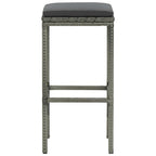 vidaXL Modern Bar Stools - 6 Piece Set in Gray Poly Rattan with Cushions - Durable Steel Frame - Comfortable Seat Cushions - Indoor and Outdoor Use