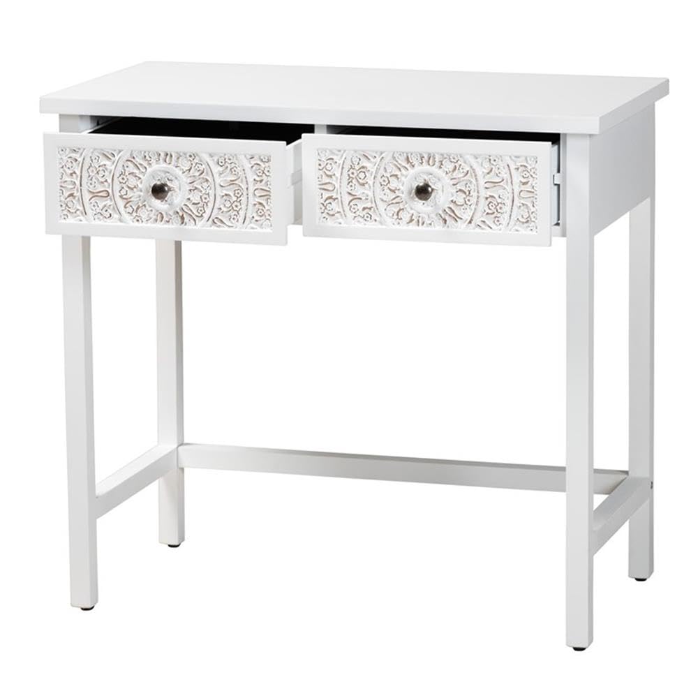 Baxton Studio Yelena 33.5-inch W x 17.7-inch D Console Table, White/Chrome (236-13336-HiT)