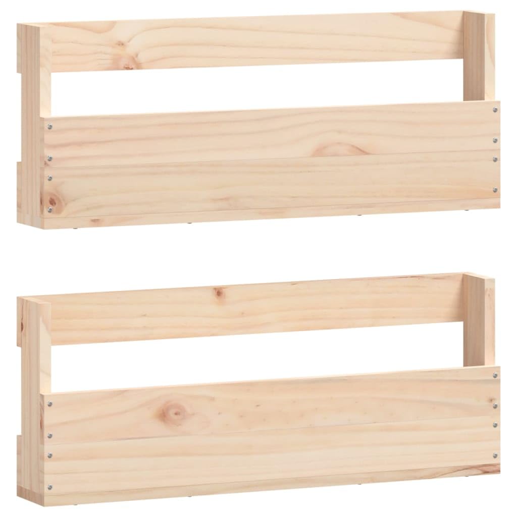 vidaXL Wallmounted Shoe Racks 2 pcs 23.2x3.5x9.1inch Solid Wood Pine