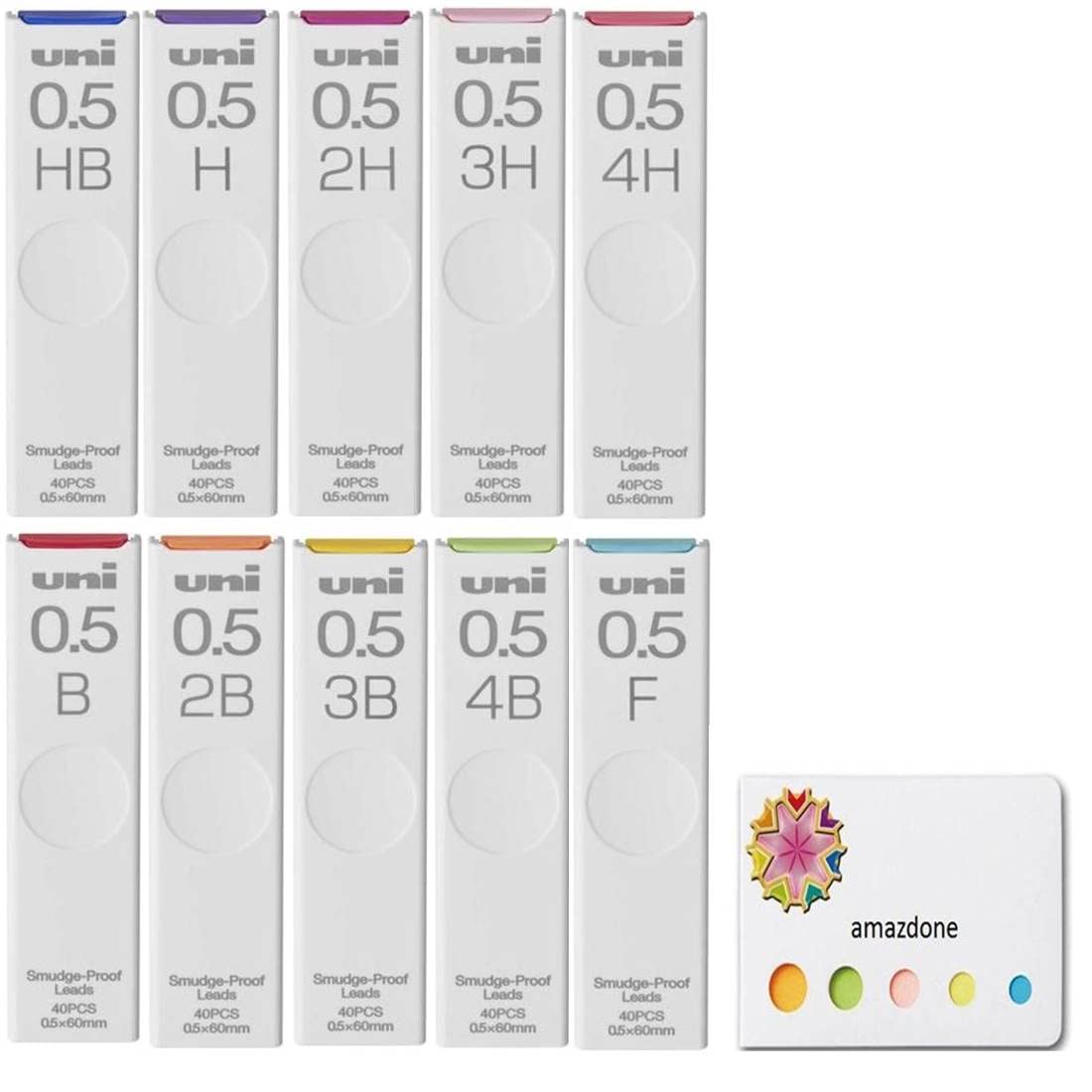 Uni Mechanical Pencil Lead,'The Uni' Smudge-Proof Leads 0.5Mm(Uls0540)/Hb,H,2H,3H,4H,B,2B,3B,4B,F 10Pack/Total 400 Leads, Amaz
