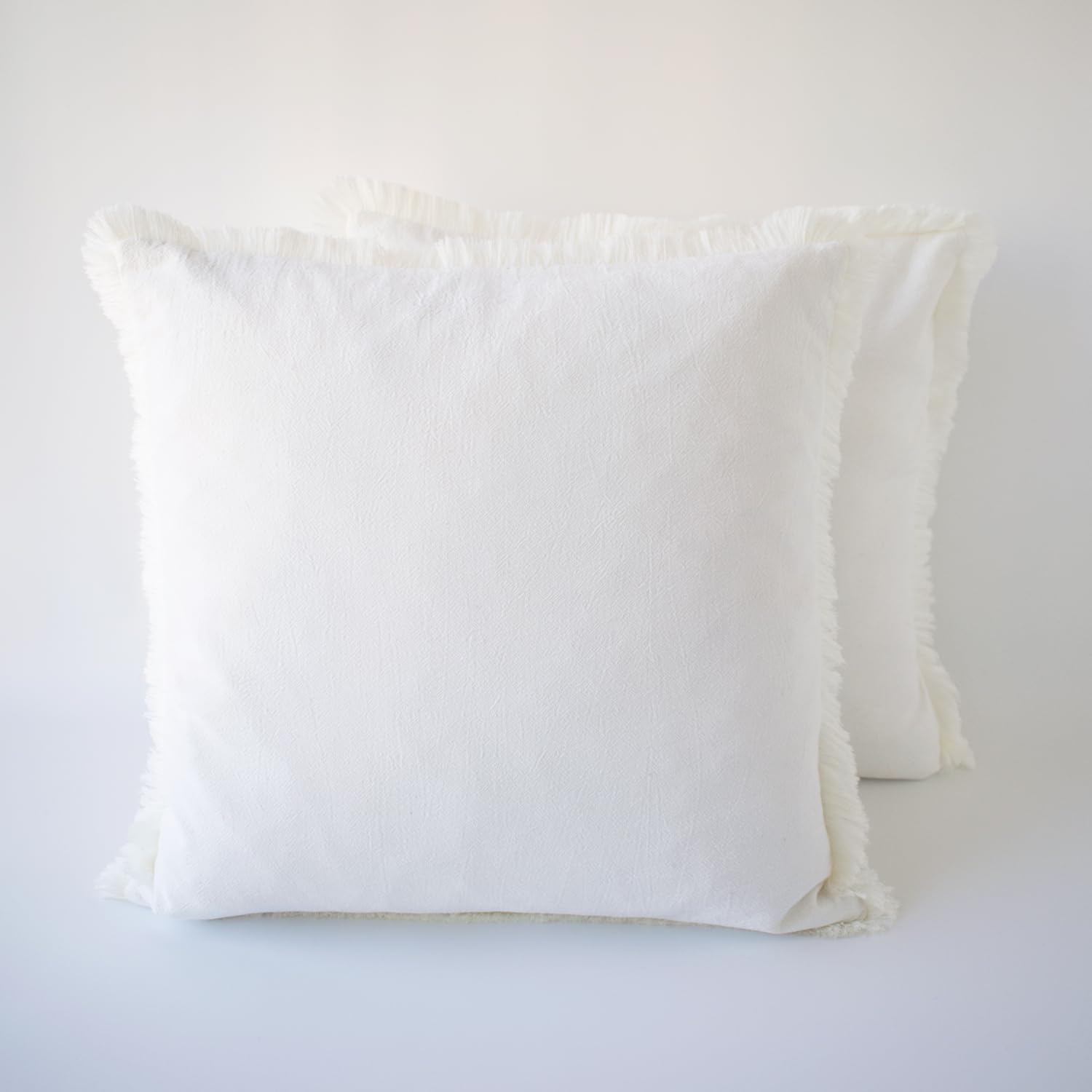 Hoplee Neutral Pillow Covers White Bed Pillow Covers 18X18 Set Of 2 For Sofa Bedroom Car 18 X 18 Inch White