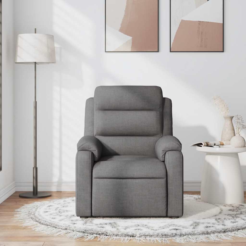 vidaXL Massage Recliner Chair with 6-Point Vibration Massage and Convenient Side Pocket, Dark Grey Fabric Rocker, Adjustable Backrest & Footrest Lounge Seat for Living Room, USB Charge Port