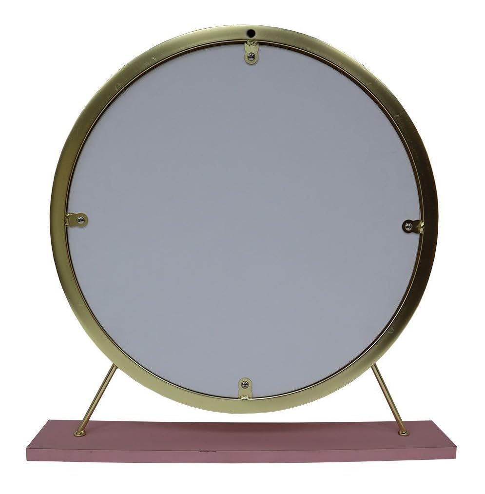 Acme Adao Vanity Mirror & Stool in Faux Fur Mirror Pink & Gold Finish