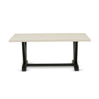East West Furniture V2-627 3 Piece Modern Dining Table Set Contains a Rectangle Wooden Table with V-Legs and 2 Dining Room Bench, 40x72 Inch, Multi-Color