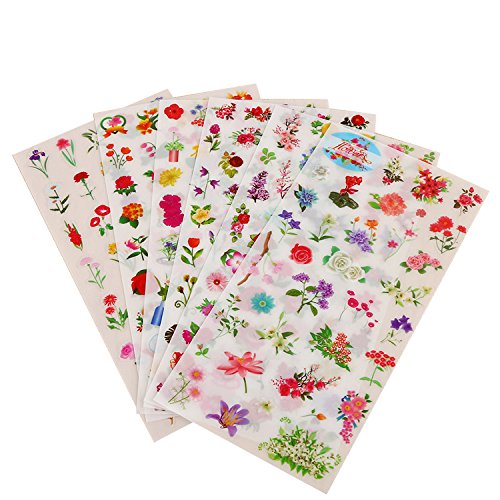 3 Sets(18 Sheets) Beautiful Flower Floral Transparent Stationery Sticker Planner Scrapbooking Diary Deco School Office Supplies