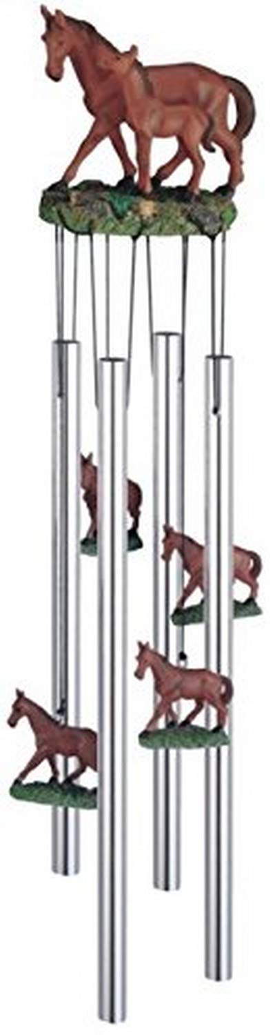 Stealstreet Ss-G-41939 Wind Chime Round Top Horse With Foal Hanging Garden Porch Decoration