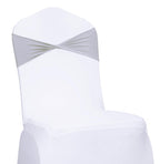 Mds Pack Of 25 Spandex Chair Sashes Bow Sash Elastic Chair Bands Ties Without Buckle For Wedding And Events Decoration Lycra Slider Sashes Bow - Light Silver
