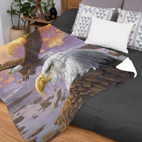Dawhud Direct Eagle Fleece Blanket For Bed, 75 ' X 90 ' Flying Eagle Fleece Throw Blanket For Women, Men And Kids - Super Soft