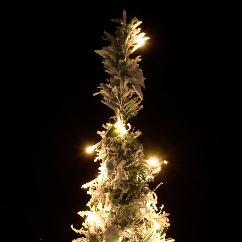 Vidaxl Artificial Christmas Tree - Lifelike Pvc Material With Flocked Snow Design - 8 Lighting Modes, Sturdy Metal Stand, 200 Warm White Leds And Usb Interface - Total Height 82.7"