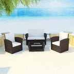 vidaXL 10 Pieces Garden Sofa Set Poly Rattan Brown Outdoor Patio Table Chair