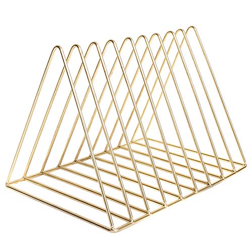 Cq acrylic Triangle File Folder Racks and Magazine Holder,10 Lattice Metal Newspaper Holder Magazine File Storage for Office Hom