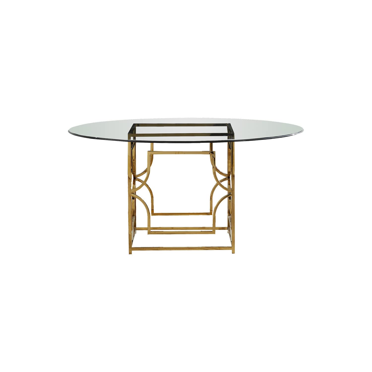 Best Master Alexis 54&quot; Stainless Steel And Glass Round Dining Table In Gold