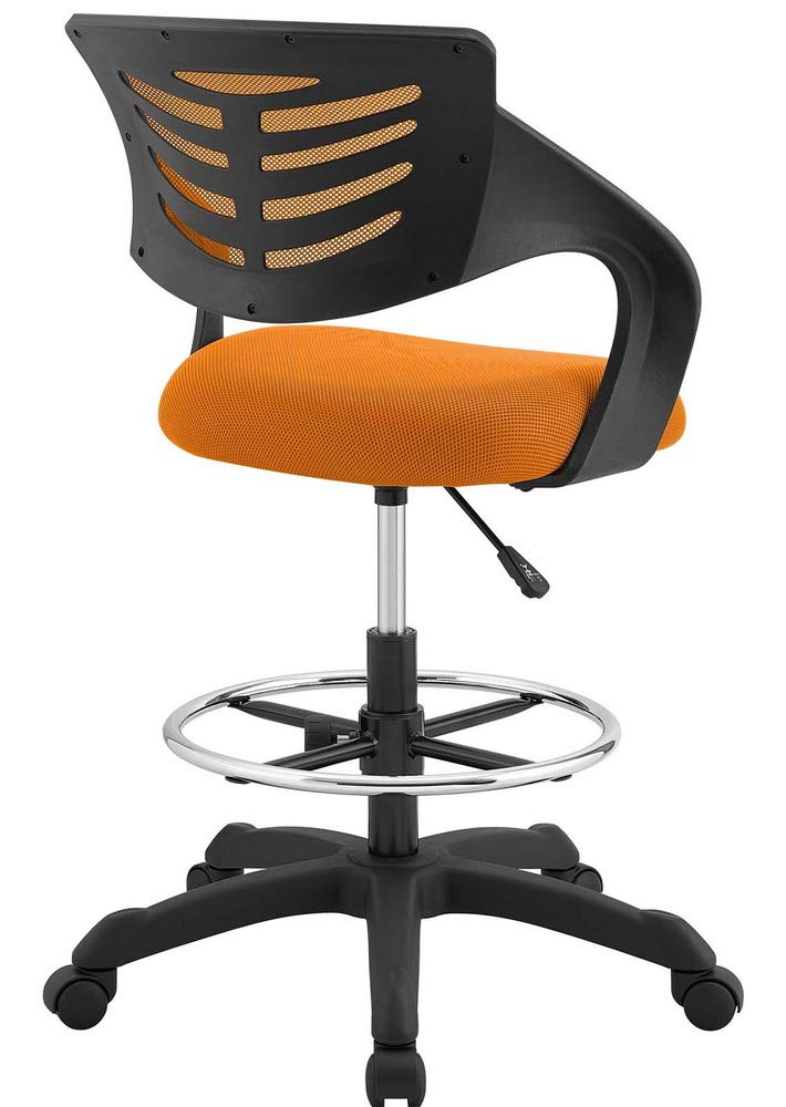 Modway Thrive Drafting Chair - Tall Office Chair For Adjustable Standing Desks In Orange