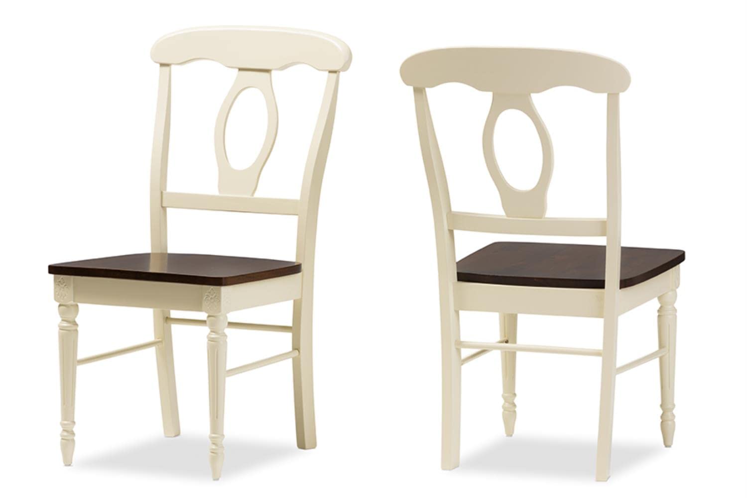 Baxton Studio Napoleon French Country Cottage Wood Dining Chair Cherry Brown/Cream/French Country Cottage