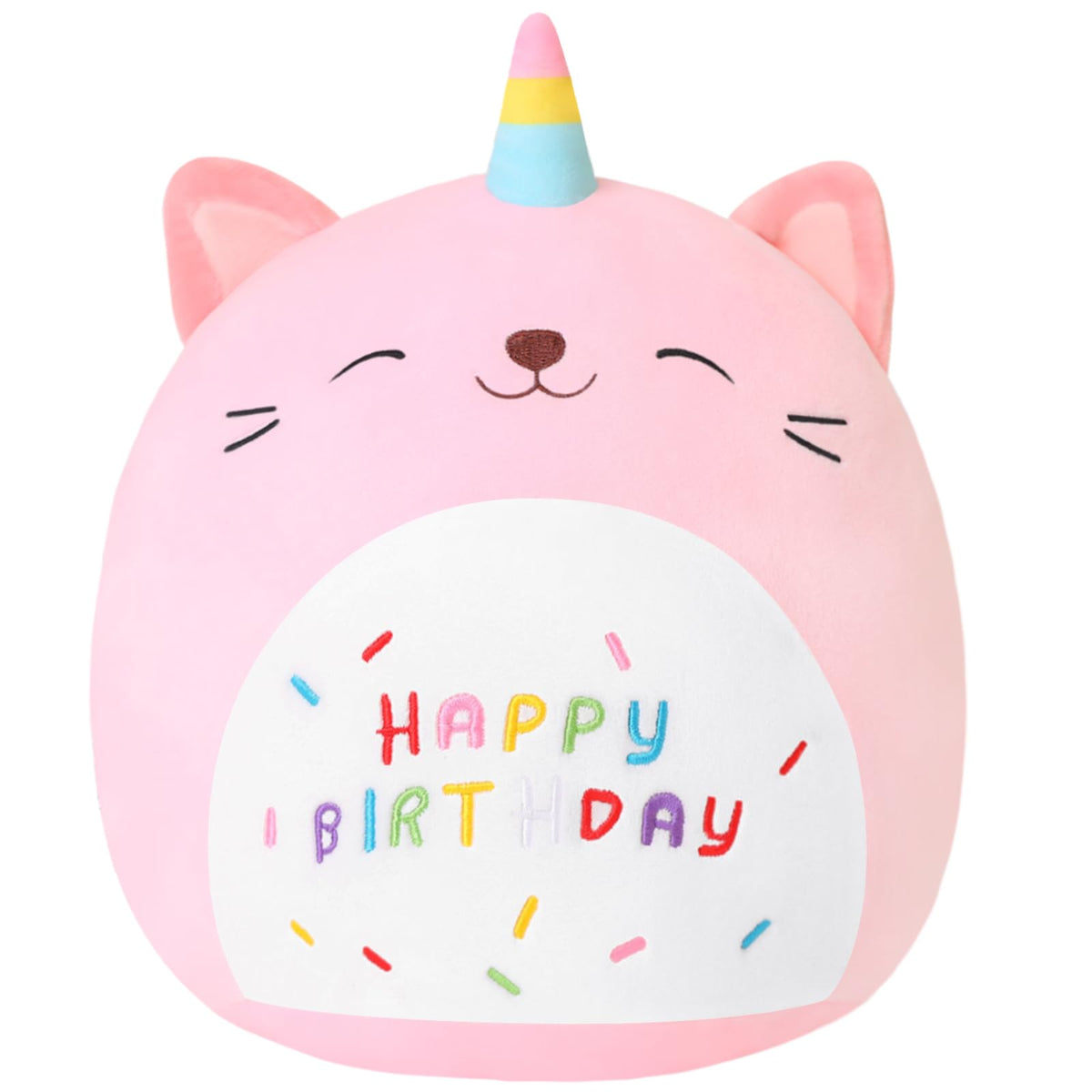 Sqeqe Cat Plush Toy Unicorn Cat Stuffed Animal Cute Birthday Plushies Pillow Soft Plushie Doll Gifts For Kid Decor(Pink Caticorn