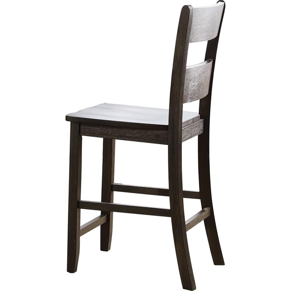 Acme Haddie Wood Counter Height Dining Chair in Distressed Walnut (Set of 2)
