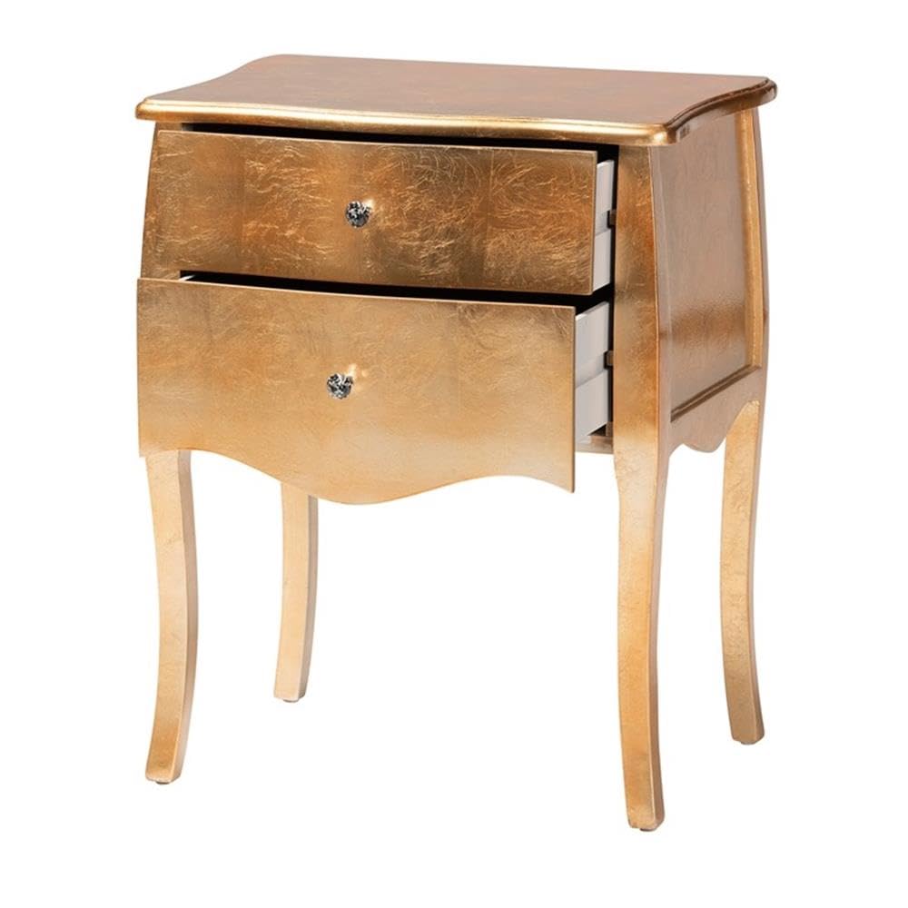 Baxton Studio Patrice Gold Finished Wood 2-Drawer End Table