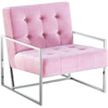 Best Master Furniture Beethoven Pink Velvet with Silver Plated Accent Chair