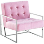 Best Master Furniture Beethoven Pink Velvet with Silver Plated Accent Chair
