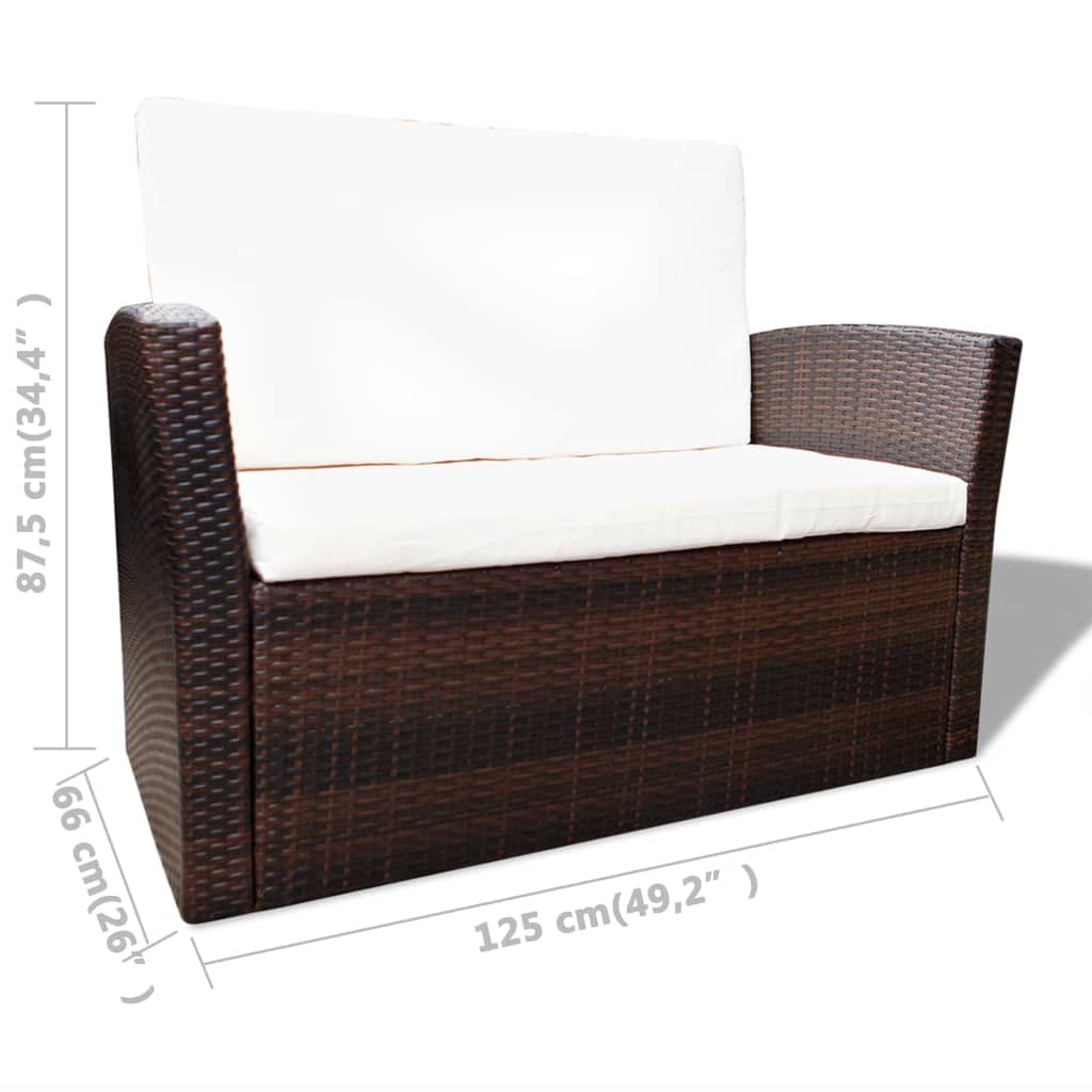 vidaXL 10 Pieces Garden Sofa Set Poly Rattan Brown Outdoor Patio Table Chair