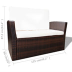 vidaXL 10 Pieces Garden Sofa Set Poly Rattan Brown Outdoor Patio Table Chair