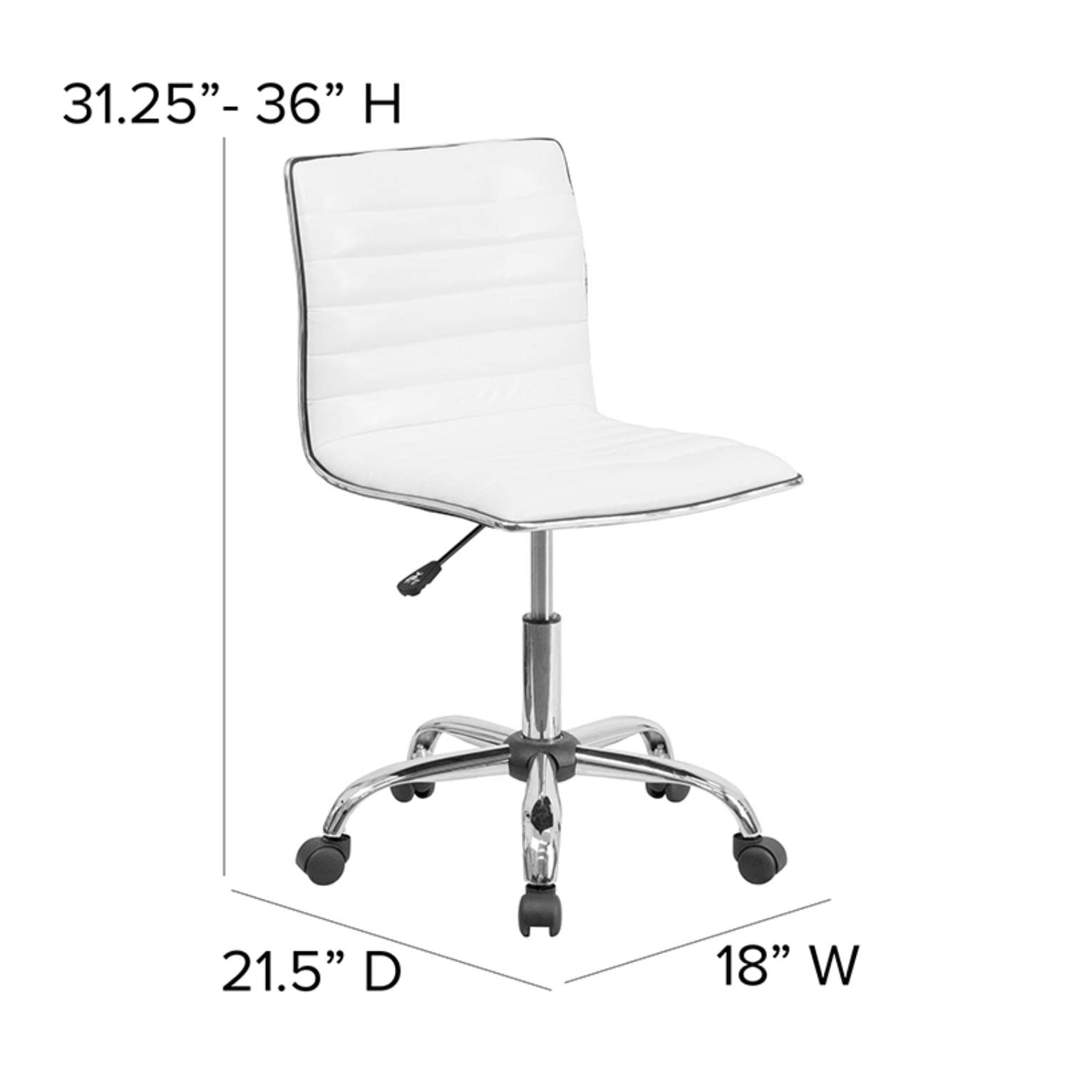 Flash Furniture Park 48" Wide Black Electric Height Adjustable Standing Desk with Designer Armless White Ribbed Swivel Task Office Chair