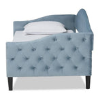Baxton Studio Benjamin Modern and Contemporary Light Blue Velvet Fabric Upholstered and Dark Brown Finished Wood Full Size Daybed