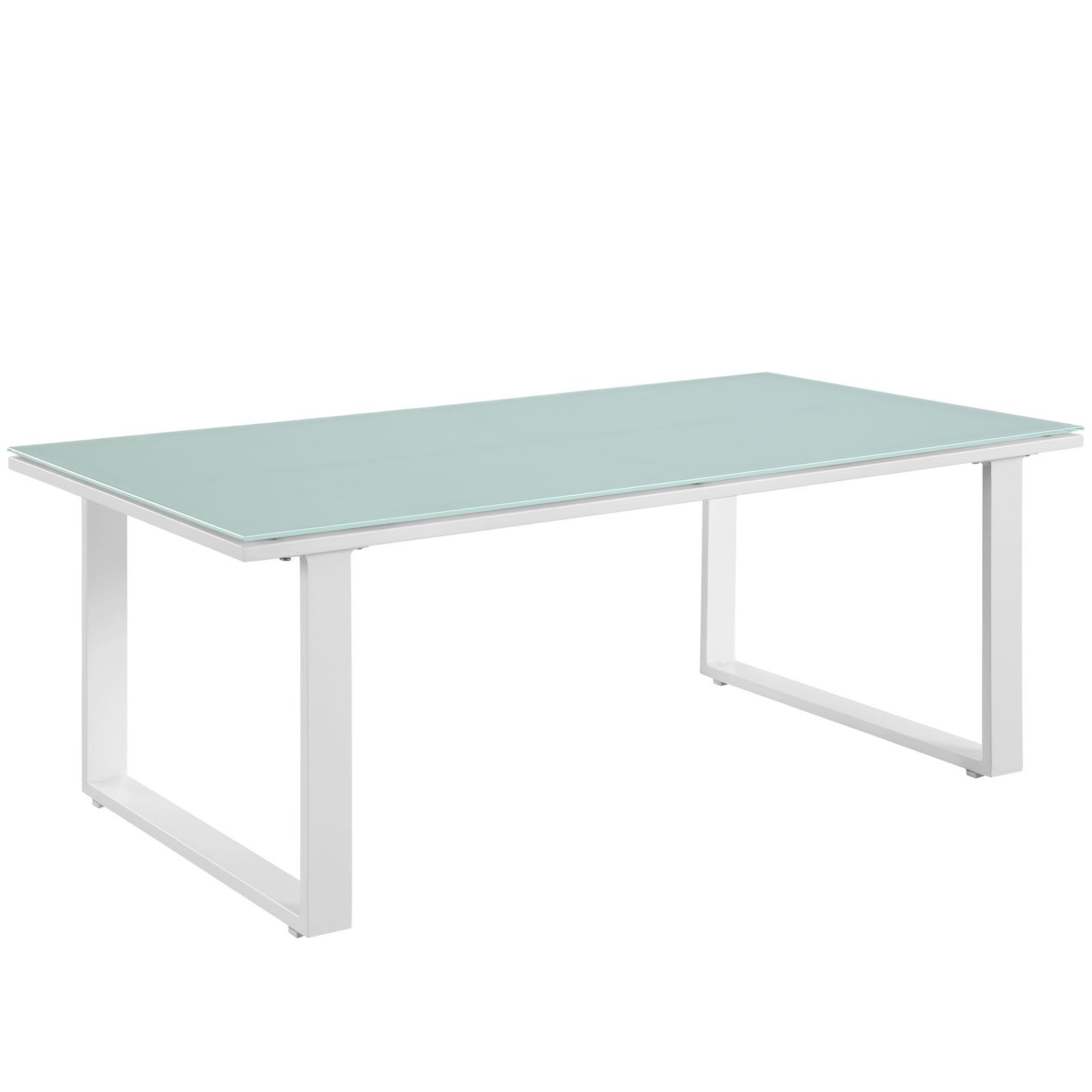 Modway Fortuna Aluminum Glass Outdoor Patio 44&quot; Coffee Table In White