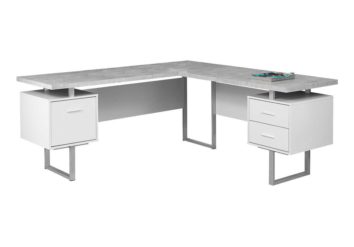 Monarch Specialties Computer 70'L Desk Left or Right Facing - White / Cement-Look