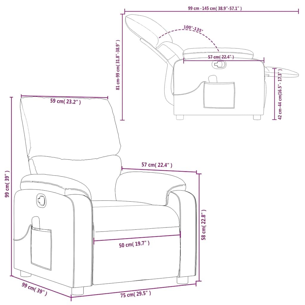 vidaXL Fabric Massage Recliner Chair for Living Room, Home Theater, 6-Point Vibration Massage, Adjustable Back & Footrest, Side Pocket, Black