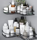 Stalwart36 Matte Black Adhesive Shower Caddy  Rustproof Metal Bathroom Corner Shelf & Kitchen Organizer, NoDrill Wall Mounted