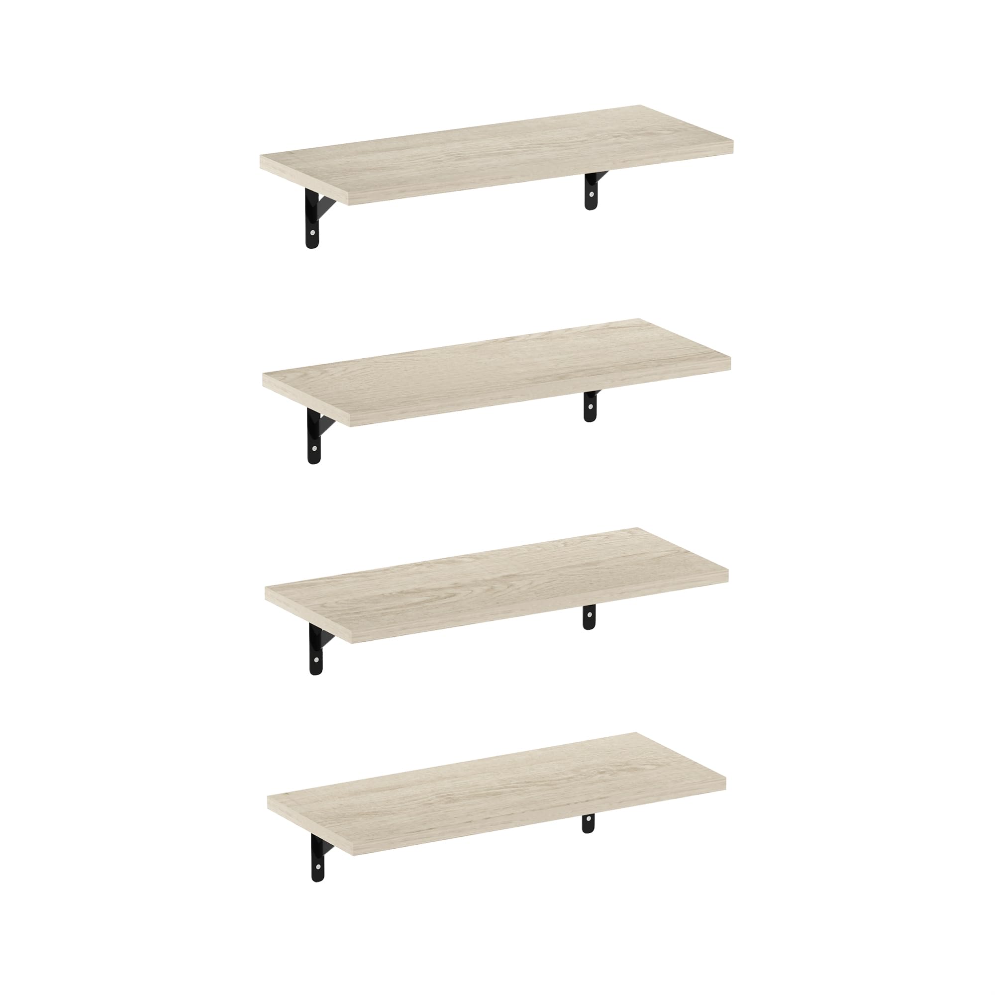 Furinno Rossi 18-Inch Wall Mounted Floating Display Shelves, Metropolitan Pine, Set of 4