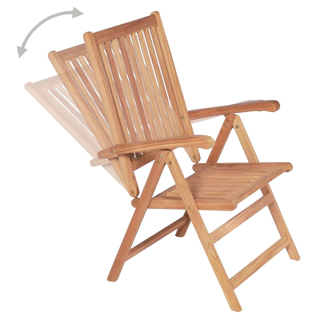vidaXL Reclining Patio Chairs - Set of 4 Retro-Styled Solid Teak Wood Recliners - Brown Adjustable Backrest Chairs for Outdoor Seating - Foldable Structure for Ease of Storage