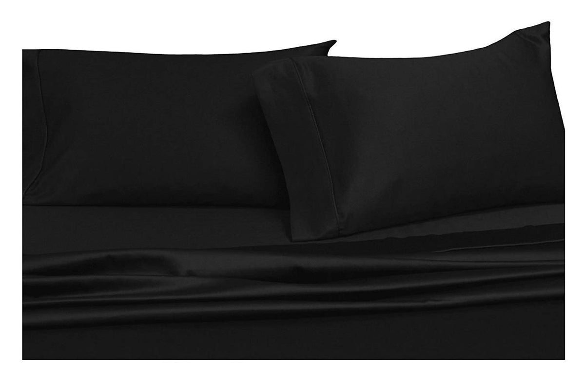 1000 Thread Count Four (4) Piece King Size Black Solid Bed Sheet Set, 100% Egyptian Cotton, Premium Hotel Quality