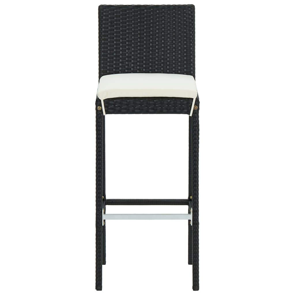 vidaXL Bar Stools with Cushions - Black Poly Rattan, Perfect for Kitchen/Island/Outdoor Counter Seating