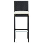 vidaXL 4-Piece Set of Black Poly Rattan Garden Bar Stools with Cream Cushions - Suitable for Outdoor, Garden, Patio, Deck & Kitchen Counter Use