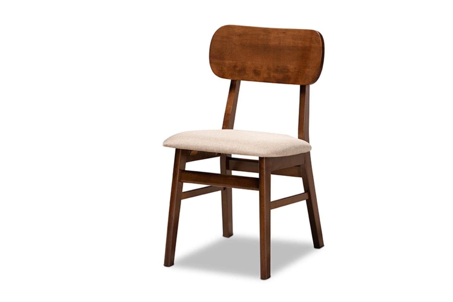 Baxton Studio Euclid Mid-Century Modern Sand Fabric Upholstered and Walnut Brown Finished Wood 5-Piece Dining Set