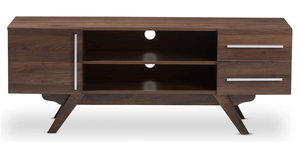 Baxton Studio Ashfield Mid-Century Modern Walnut Brown Finished Wood TV Stand