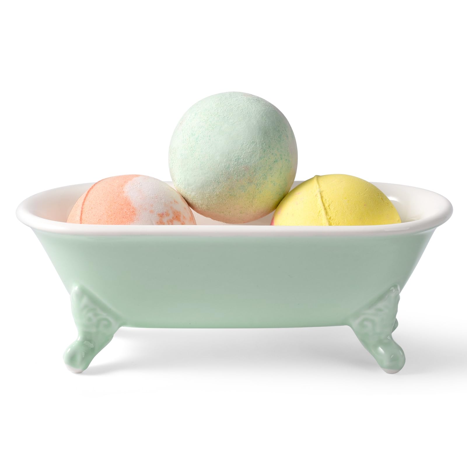 Clawfoot Bathtub Decortative Ceramic Soap Dish Holder Shower Bar Soap Tray for Bathroom or Kitchen,1 Pack (Bright Teal)