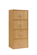 Hodedah 4-Shelf, 8-Door Cabinet Bookcase, Beech