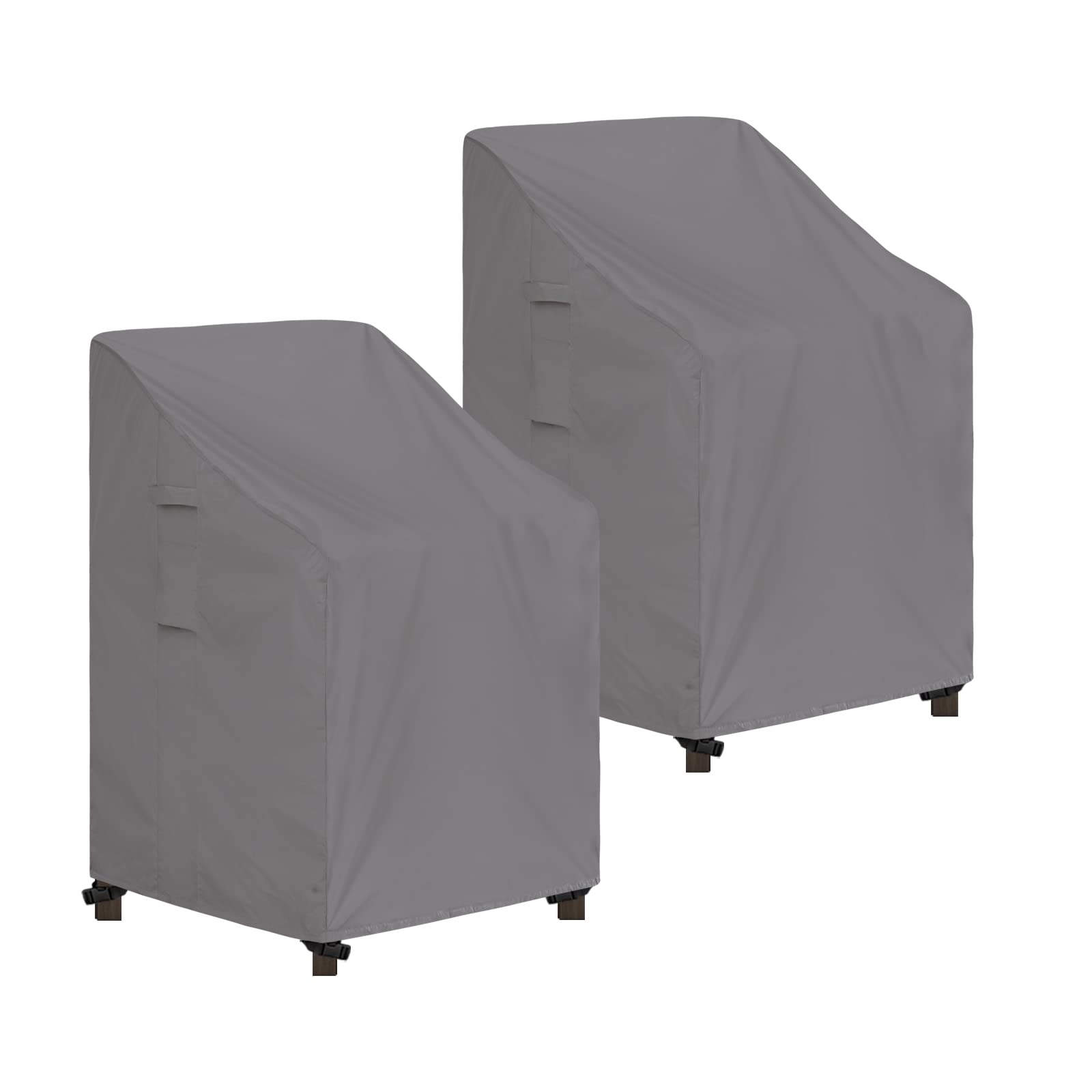 Easy-Going Stackable Patio Chair Cover Uv Resistant Outdoor Chair Cover Waterproof Lawn Patio Furniture Covers Fits For 4-6 Stackable Dining Chairs (2 Pack-28Wx36Dx47H Inch, Grey)