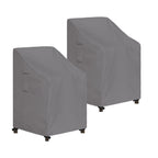 Easy-Going Stackable Patio Chair Cover Uv Resistant Outdoor Chair Cover Waterproof Lawn Patio Furniture Covers Fits For 4-6 Stackable Dining Chairs (2 Pack-28Wx36Dx47H Inch, Grey)