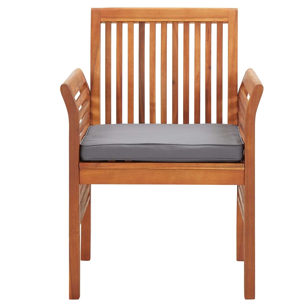 vidaXL Solid Acacia Wood Patio Dining Chair with Cushion - Weather Resistant Outdoor Seat for Backyard, Garden, Balcony
