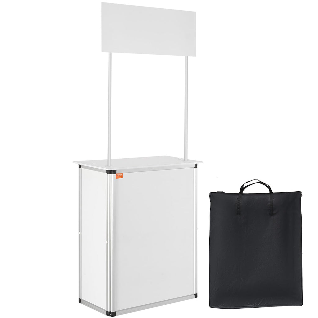 VEVOR Promotion Counter Table, Portable Tradeshow Podium Table, 30.91'' x 14.96'' x 71.46'', Display Exhibition Counter Stand Bo