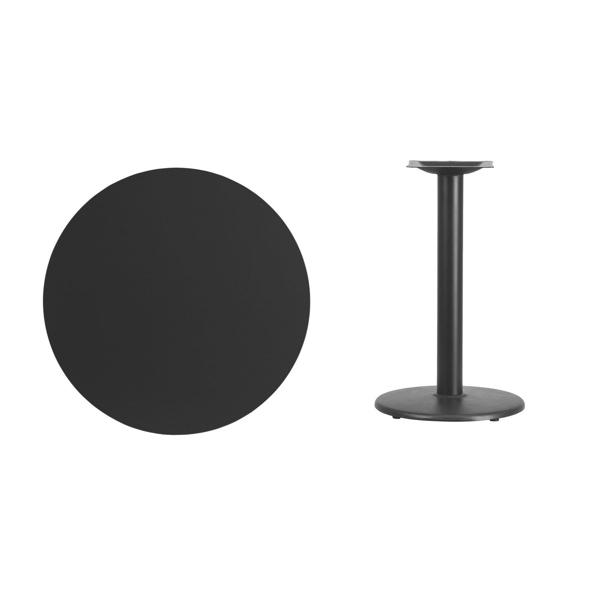 Flash Furniture 30'' Round Black Laminate Table Top with 18'' Round Table Height Base